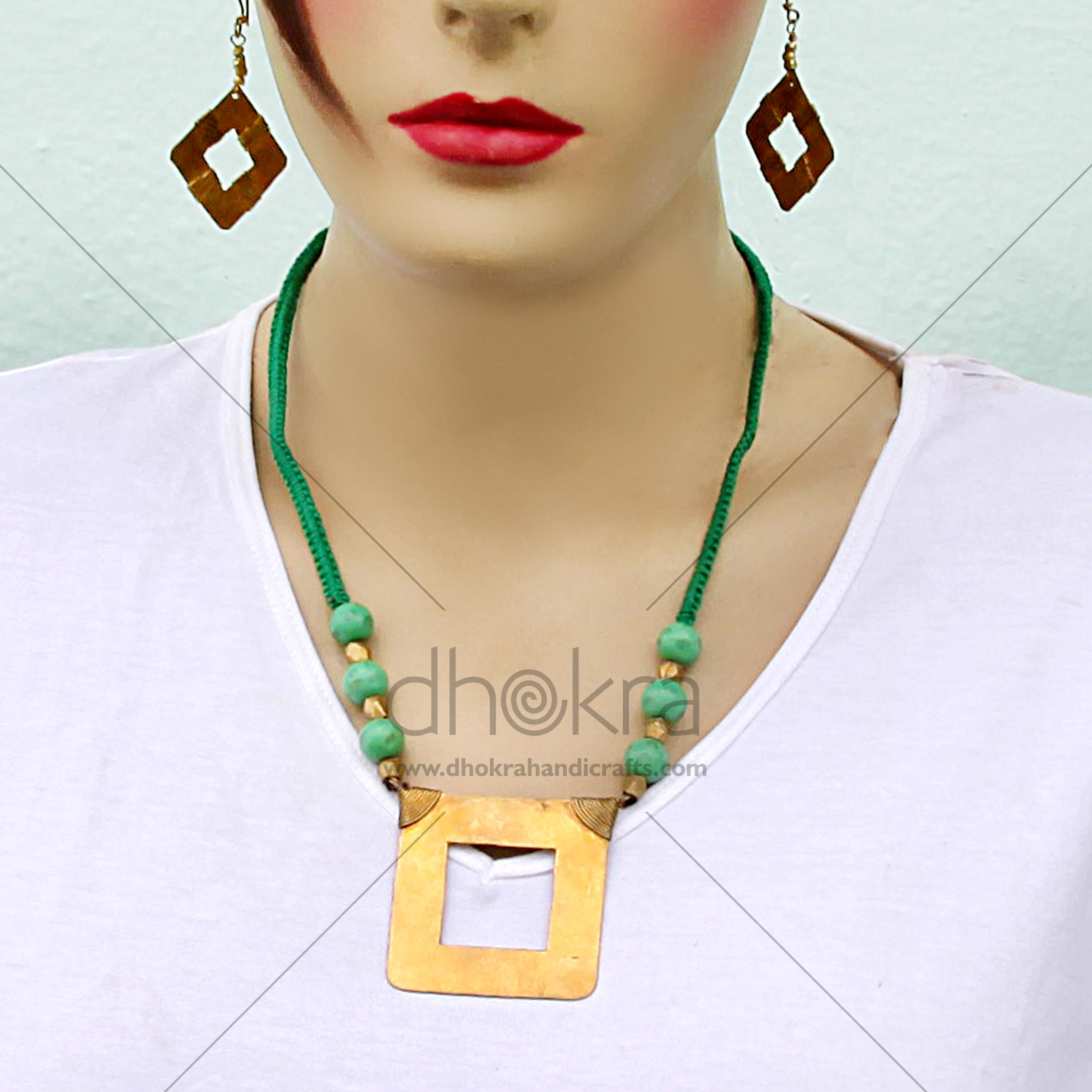 Dhokra Emerald Avanti Set | dhokra jewellery online |  Dhokra